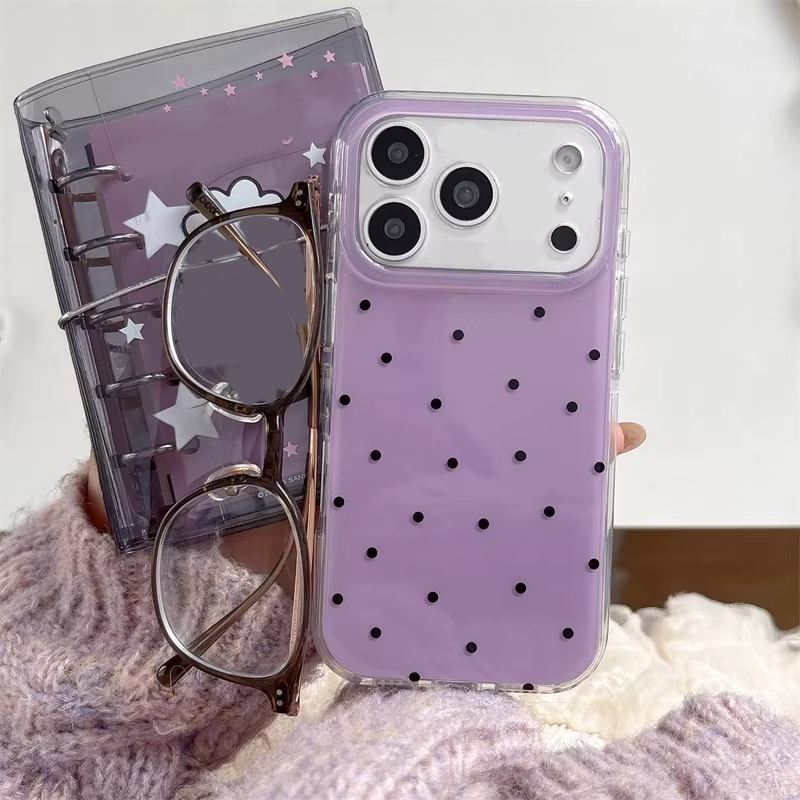 Phone Cases Purple - Kore Tarzı Kız Basit Mor Puantiyeli