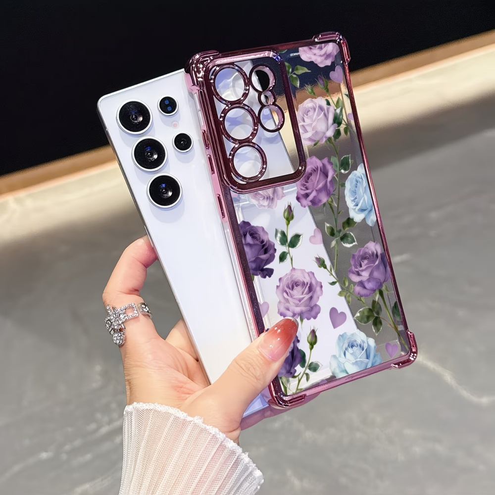 Phone Cases Purple - Elektrokaplama Dört Köşeli Darbeye Dayanıklı Mor
