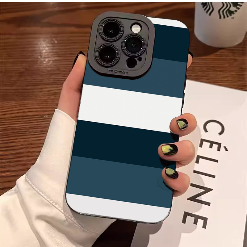 Phone Cases Blue - Mavi Beyaz Çizgili Desenli Telefon Kılıfı