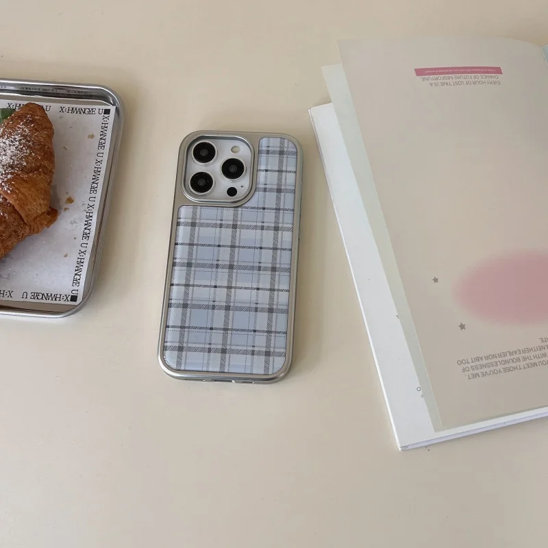 Phone Cases Korea - Kore Tarzı Epoksi Mavi Ekose Desenli