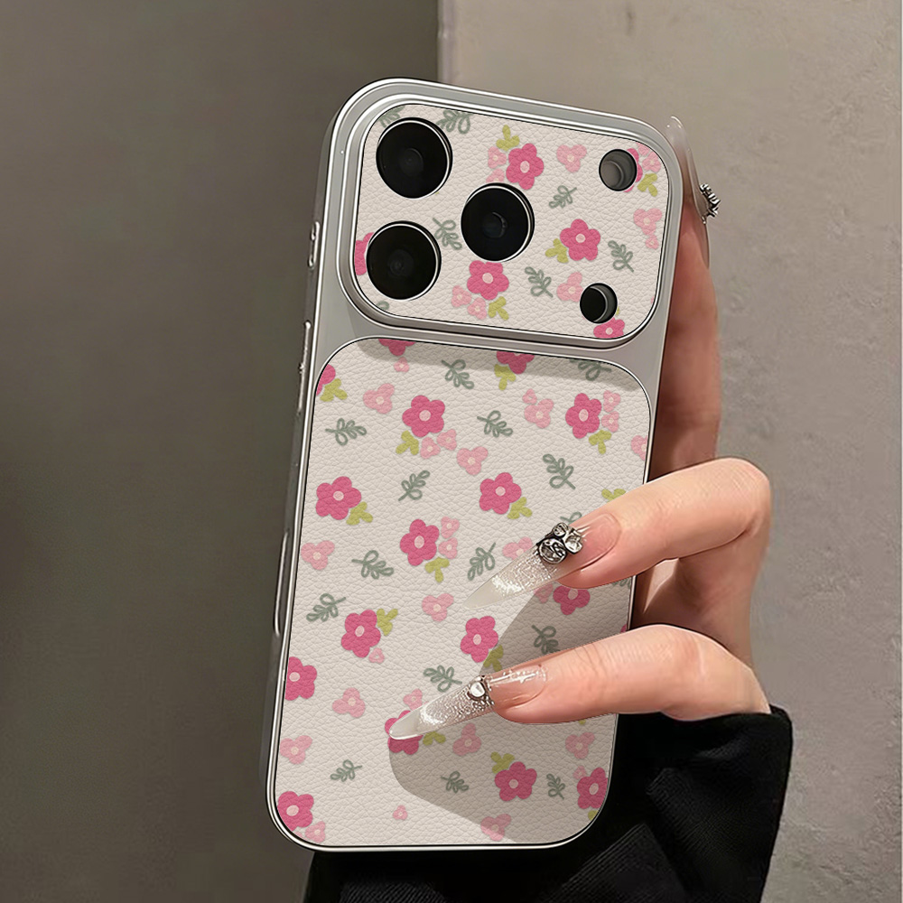 Phone Cases With Camera Cover - Lüks INS Çiçek Desenli Büyük Pencereli