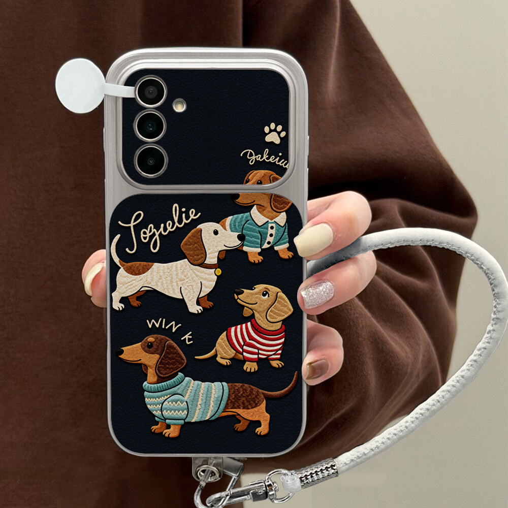 Phone Cases With Camera Cover - Karikatür Dachshund Desenli Samsung A56 A55
