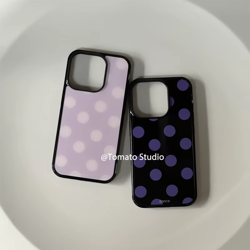 Phone Cases Purple - Kore Modası Mor Puantiyeli Damla Yapıştırmalı