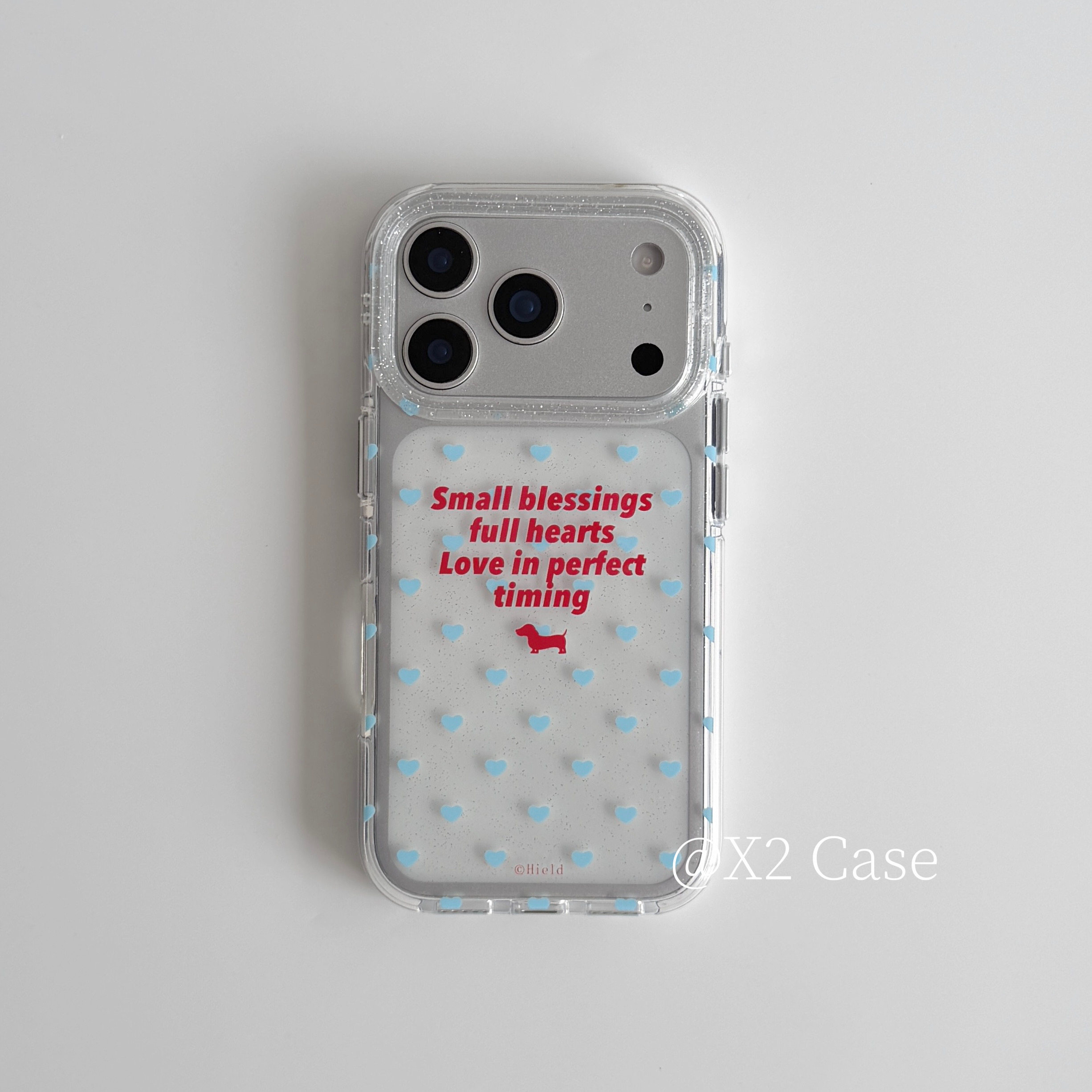 Phone Cases For Girls - Ins Blue Love English Shining Y2K