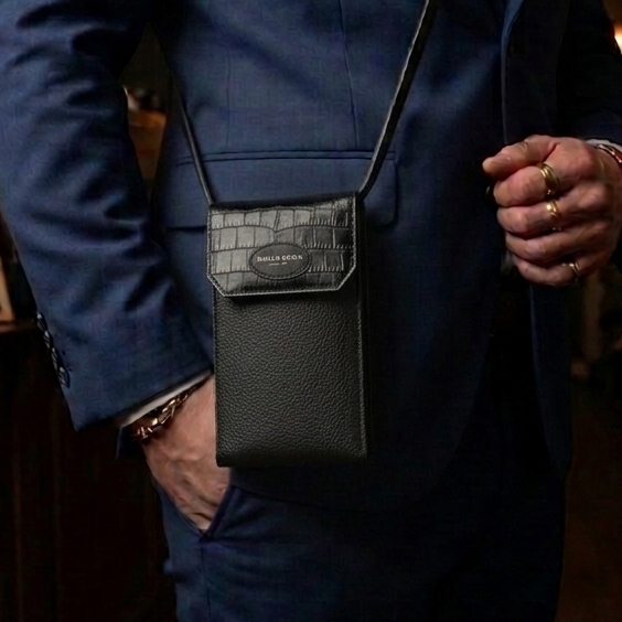 Phone Cases Wholesale - Premium lüks hakiki çakıl deri Crossbody