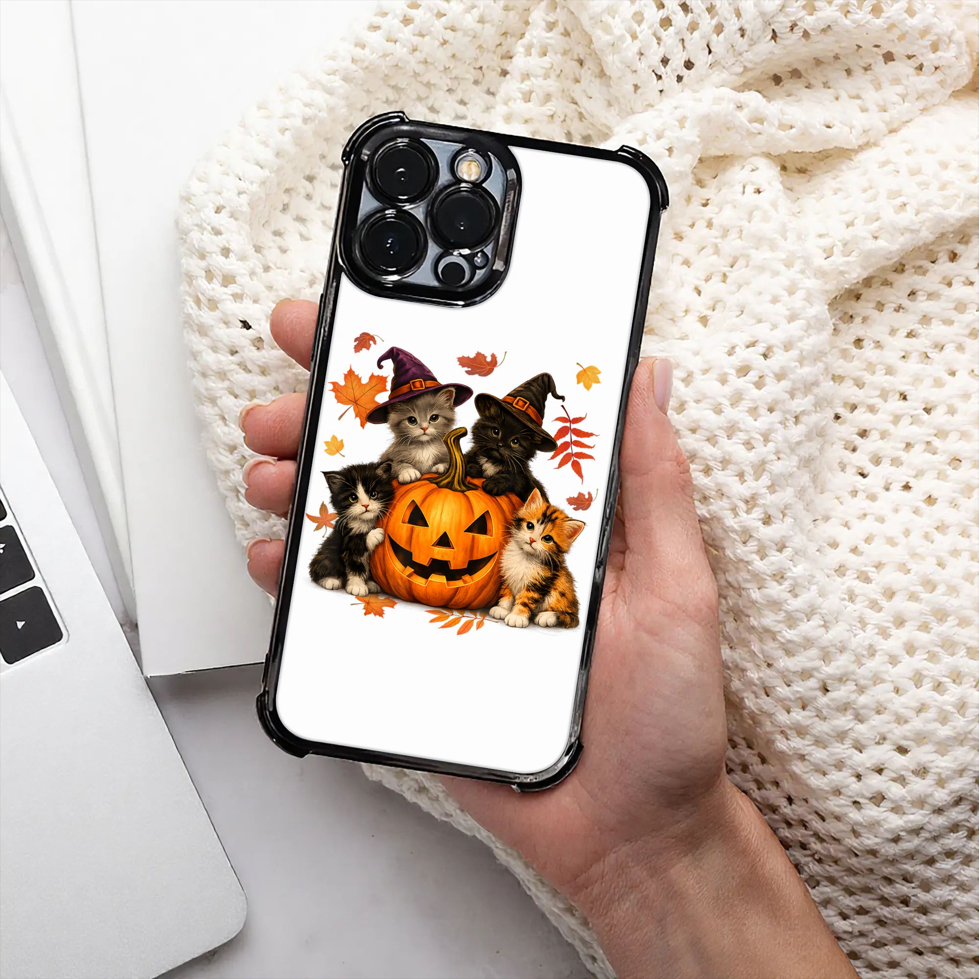 Phone Cases Kids - Cadılar Bayramı Sevimli Kediler Balkabağı Ürkütücü