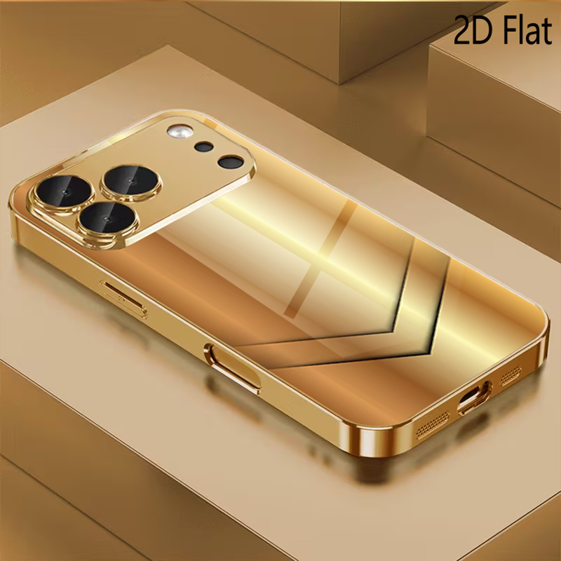 Phone Cases With Camera Cover - Yaldızlı baskı desenli temperli cam tasarım