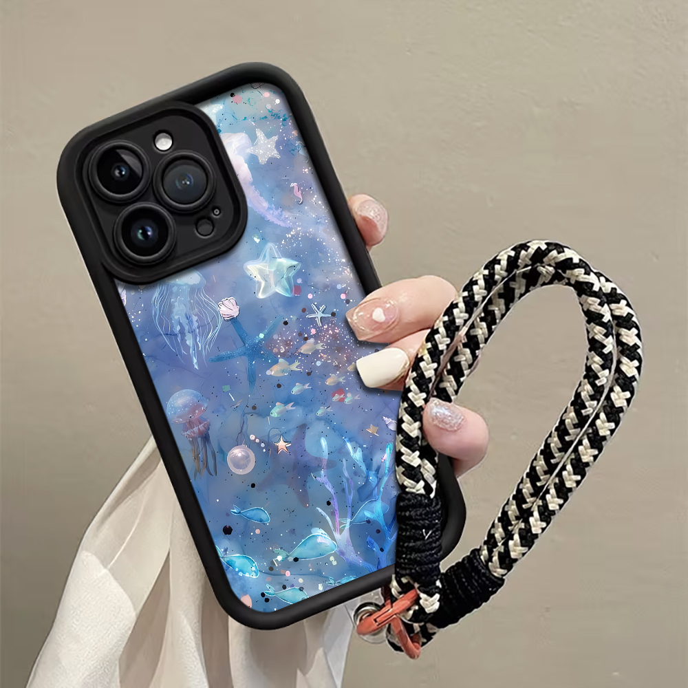 Phone Cases Purple - Mavi Mor Denizanası Askılı İp Telefon