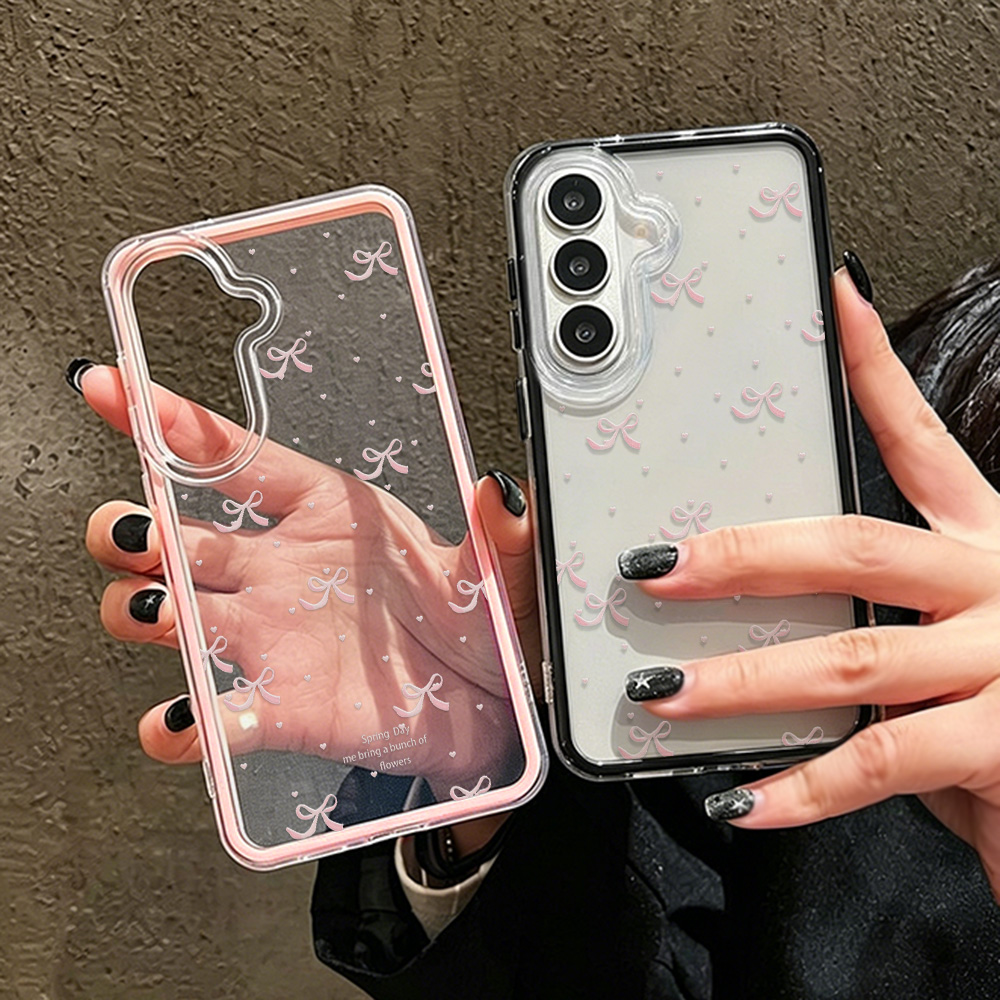 Phone Cases With Camera Cover - Sevimli Pembe Fiyonklu Yumuşak Telefon Kılıfı