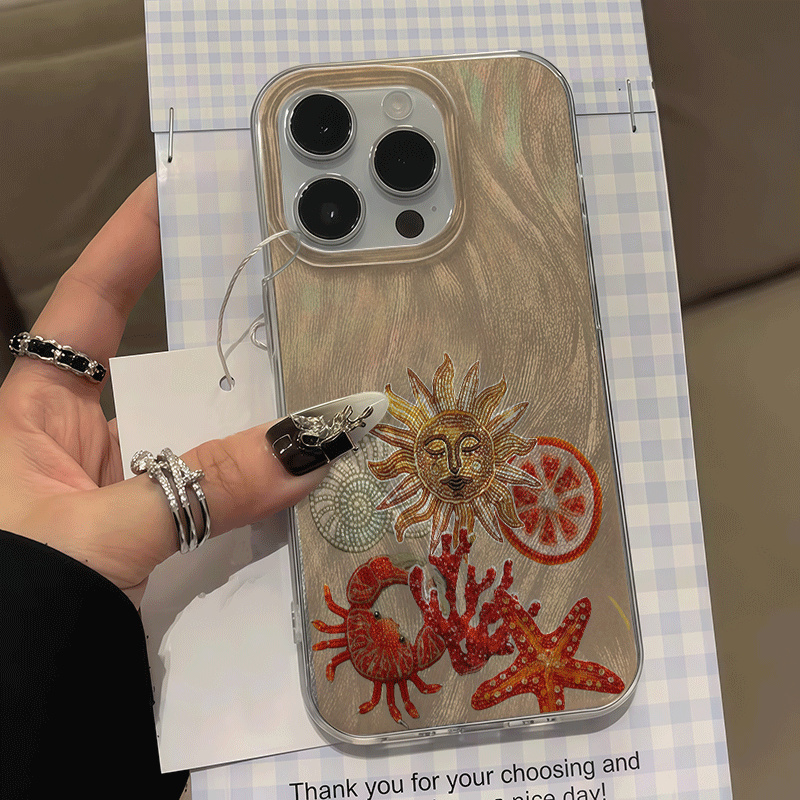 Phone Cases With Camera Cover - Kamera Koruyucu Yengeç ve Deniz Yıldızı