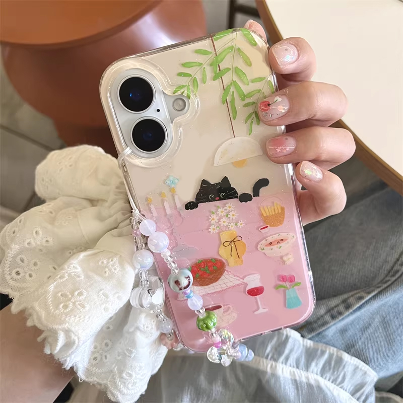 Phone Cases For Girls - Sevimli Kız Yemek Masası Küçük Siyah