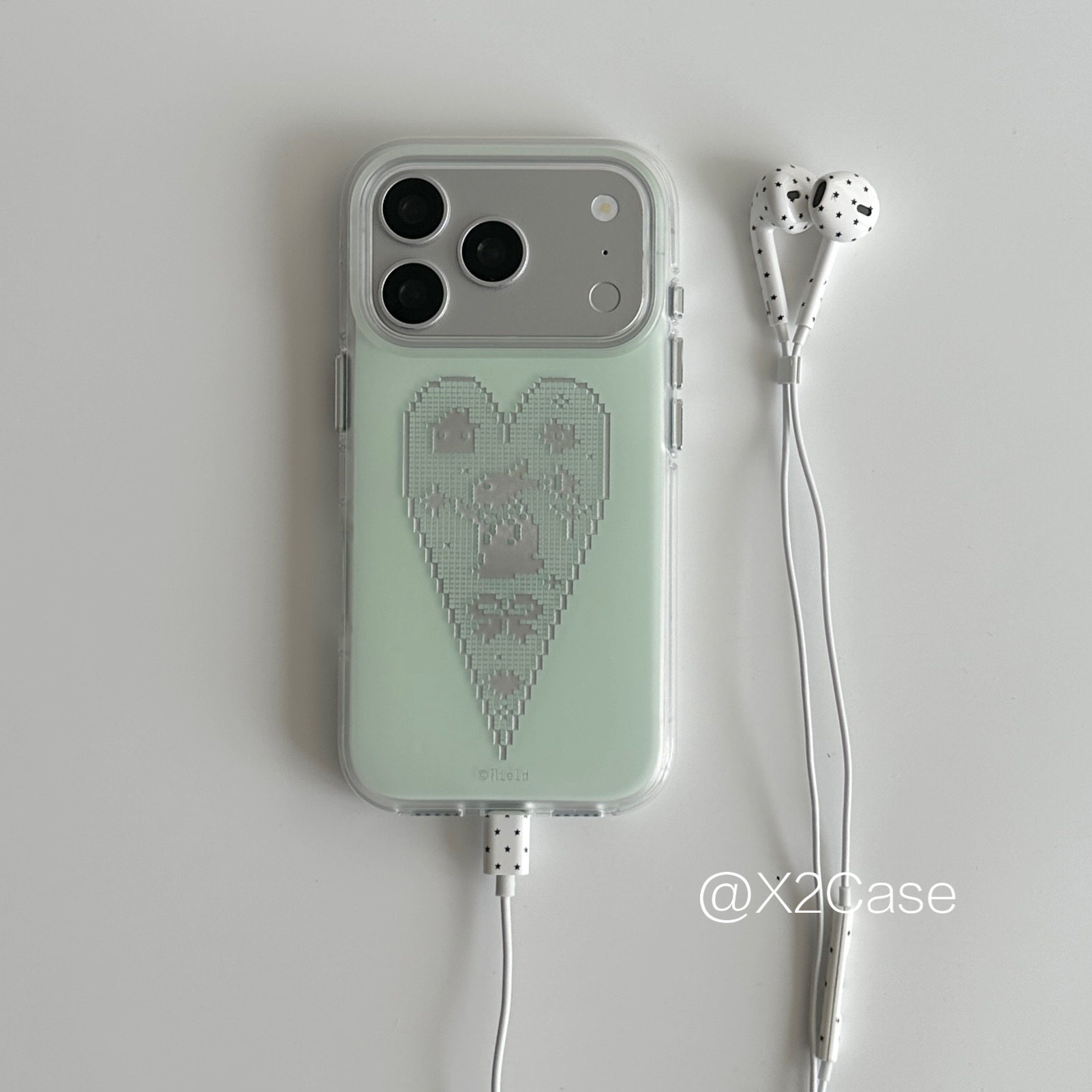 Phone Cases Korea - Kore Tarzı Yeşil Aşk Piksel Tavşanlı