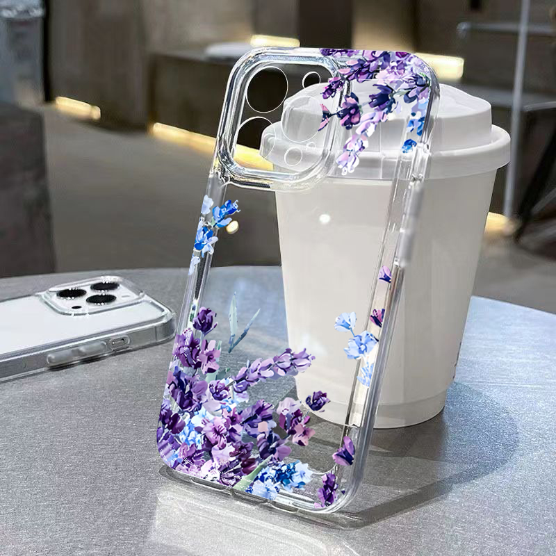 Phone Cases Purple - Mor Çiçekli Yumuşak TPU Telefon Kılıfı