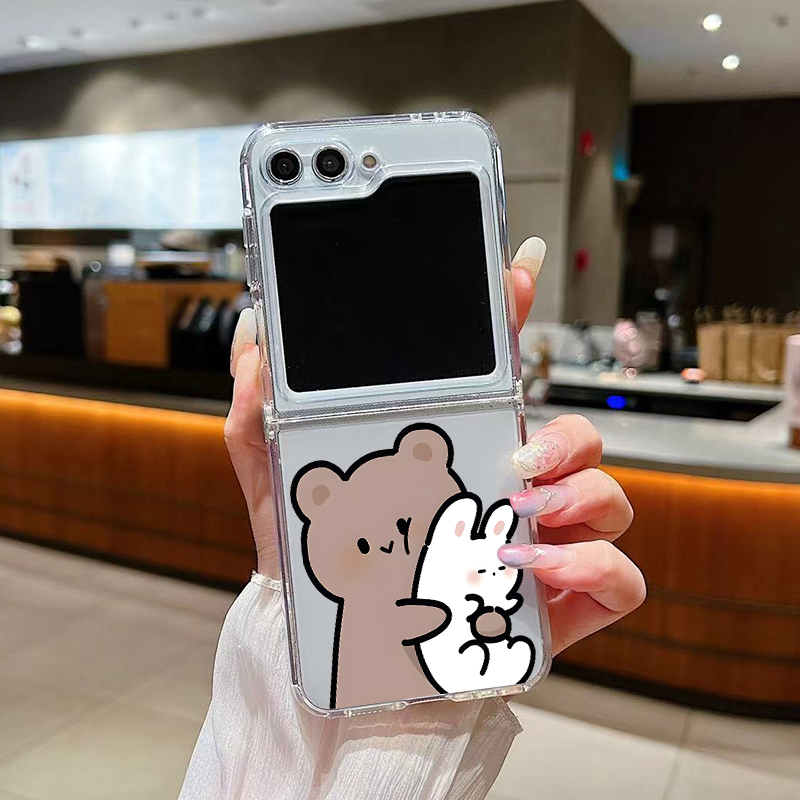 Komik Tavşan Ayı Çiftli Şeffaf - Phone Cases Z Fold 7 incelemesi ve fiyatı