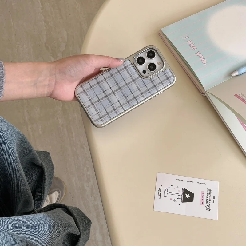 Kore Tarzı Epoksi Mavi Ekose D - Phone Cases Korea incelemesi ve fiyatı