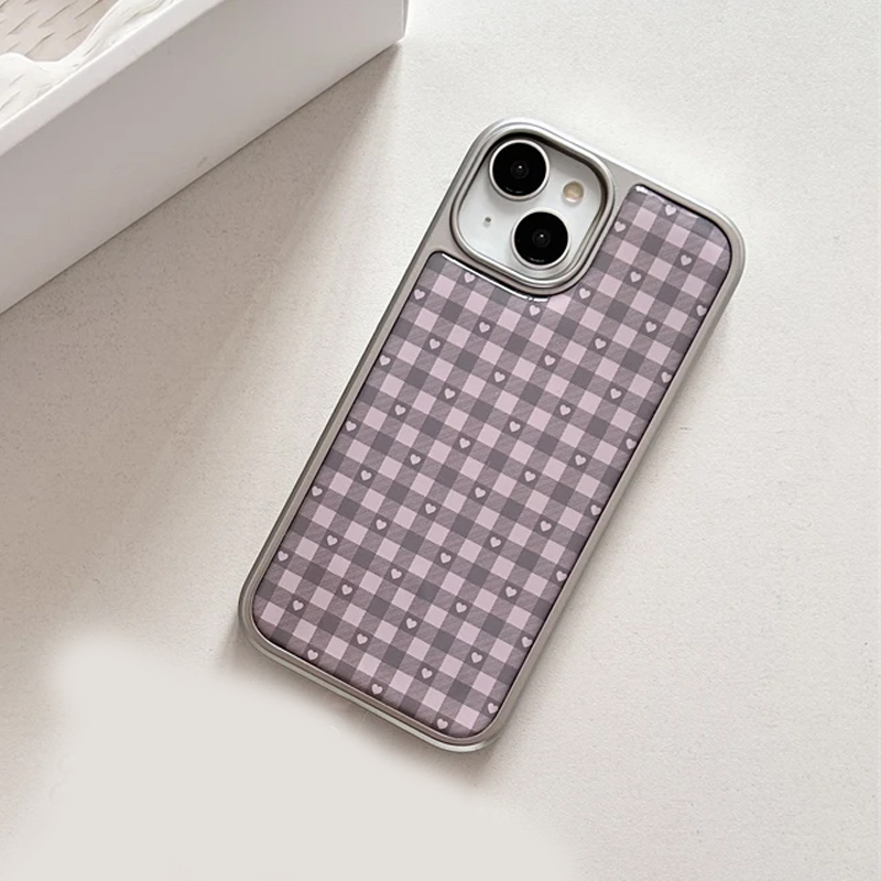 Pembe Mor Kalp Şeklinde Kareli - Phone Cases Purple incelemesi ve fiyatı