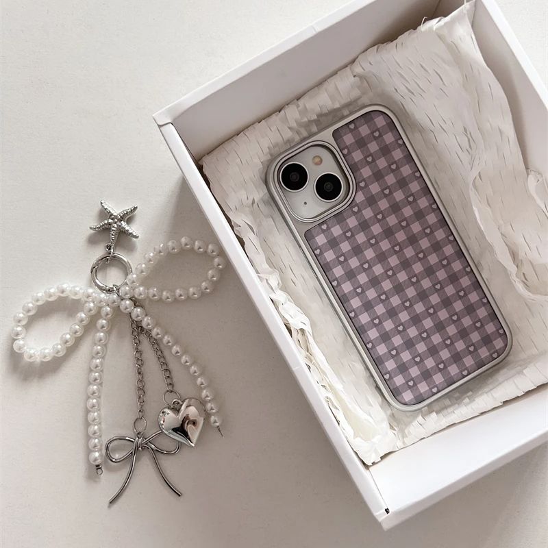 Pembe Mor Kalp Şeklinde Kareli - Phone Cases Purple incelemesi ve fiyatı