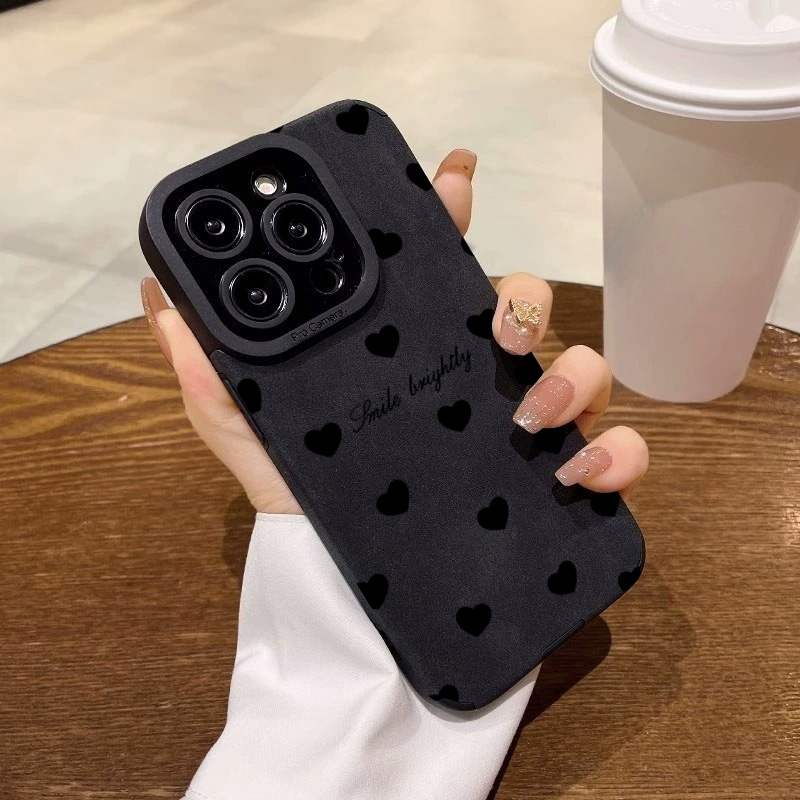 Yeni Lüks Siyah Kalp Desenli Y - Phone Cases For Girls incelemesi ve fiyatı