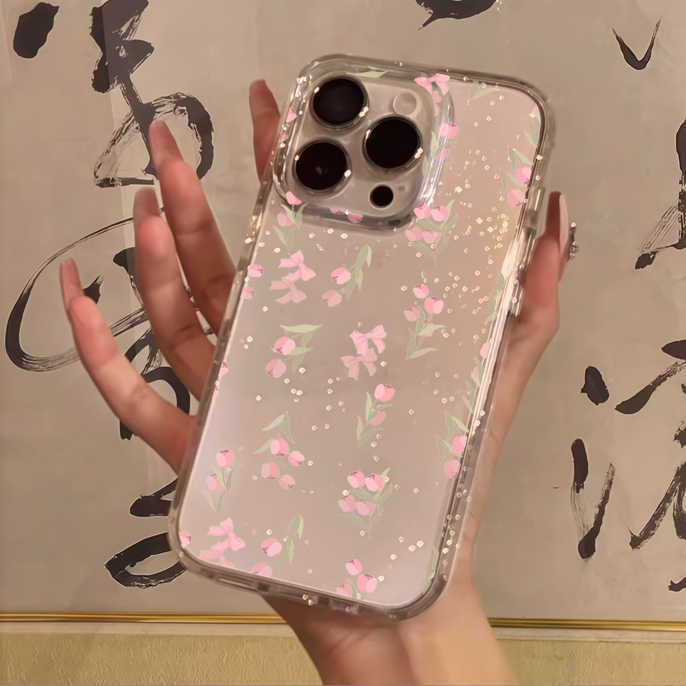 Lüks Mavi Çiçekli Şeffaf Simli - Phone Cases Blue incelemesi ve fiyatı