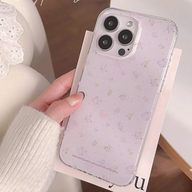 Kore Mor Çiçek Desenli Nazik Ş - Phone Cases Purple incelemesi ve fiyatı