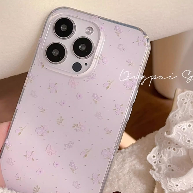 Kore Mor Çiçek Desenli Nazik Ş - Phone Cases Purple incelemesi ve fiyatı