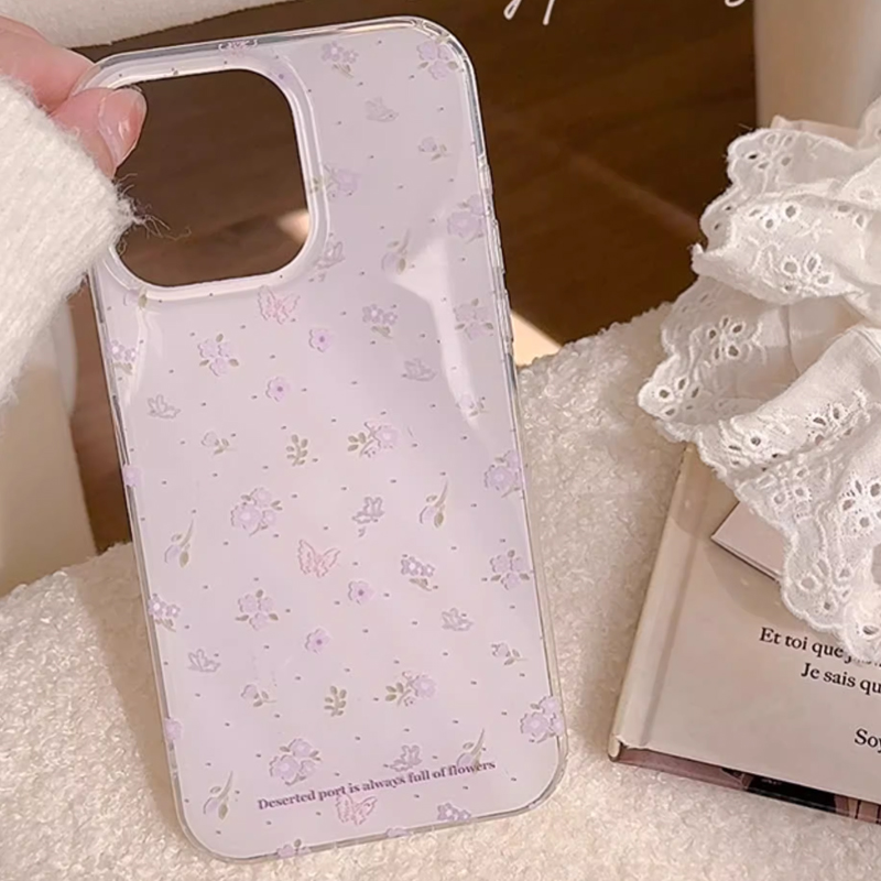 Kore Mor Çiçek Desenli Nazik Ş - Phone Cases Purple incelemesi ve fiyatı