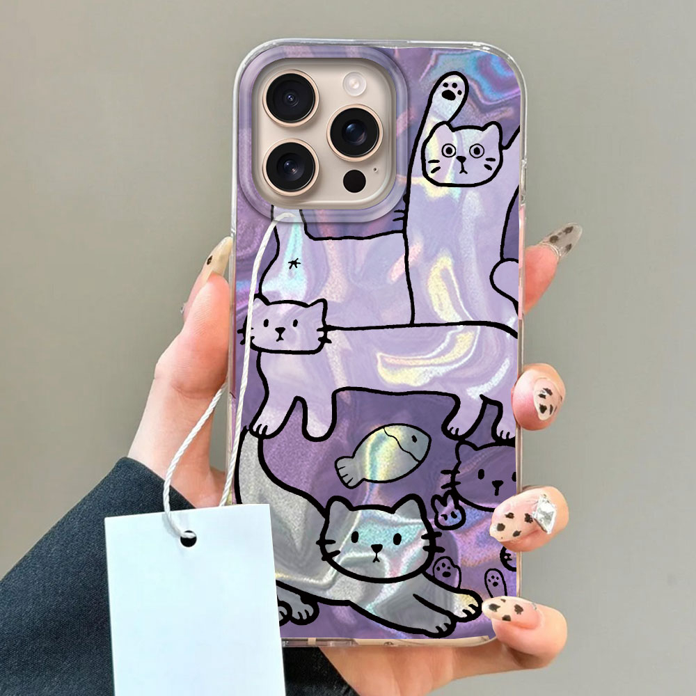 Mor Çizgi Kedi Balık Su Doku t - Phone Cases Purple incelemesi ve fiyatı