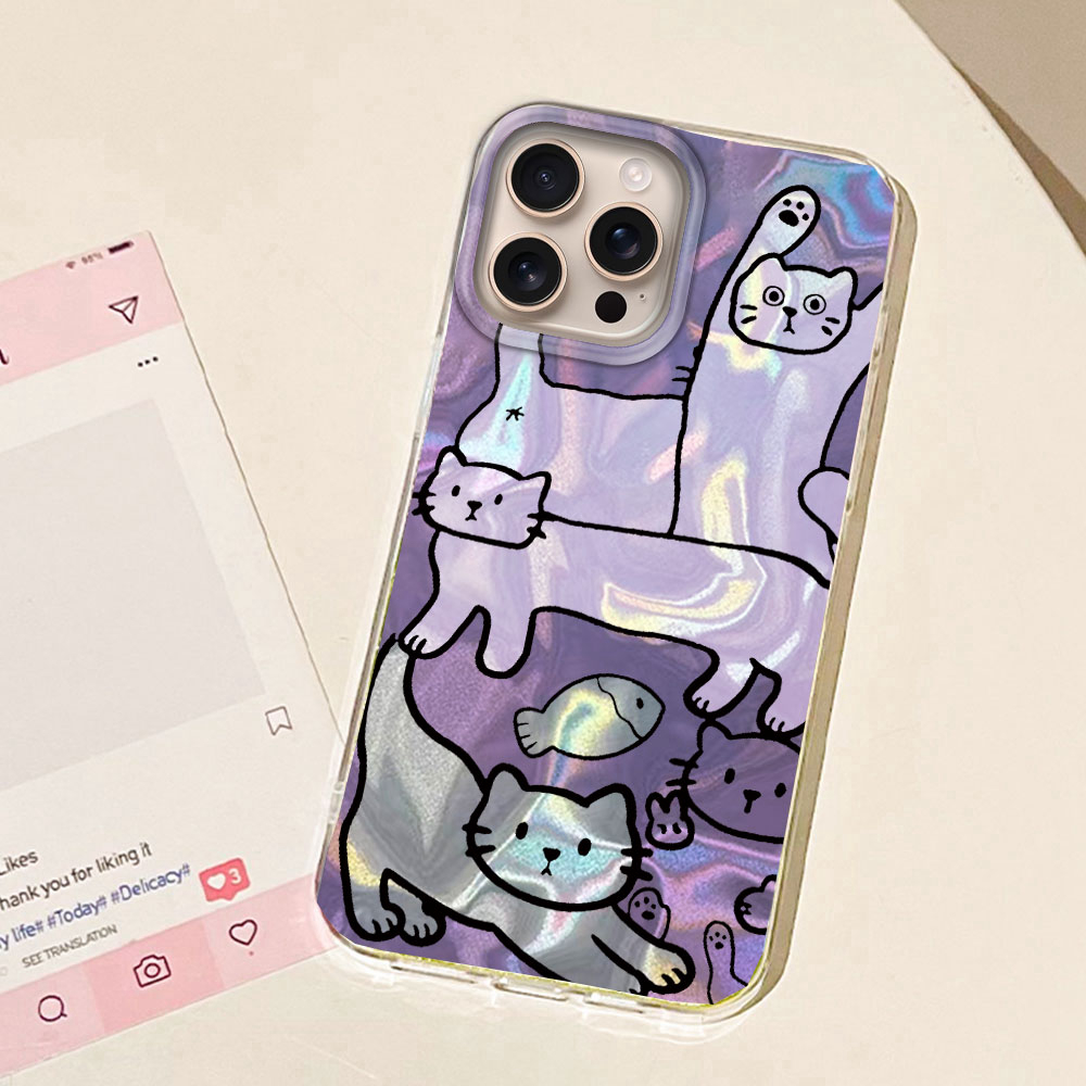 Mor Çizgi Kedi Balık Su Doku t - Phone Cases Purple incelemesi ve fiyatı